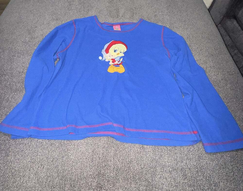 Looney Tunes Vintage 2002 Tweety Bird Pajama Shirt Blue Size Medium
